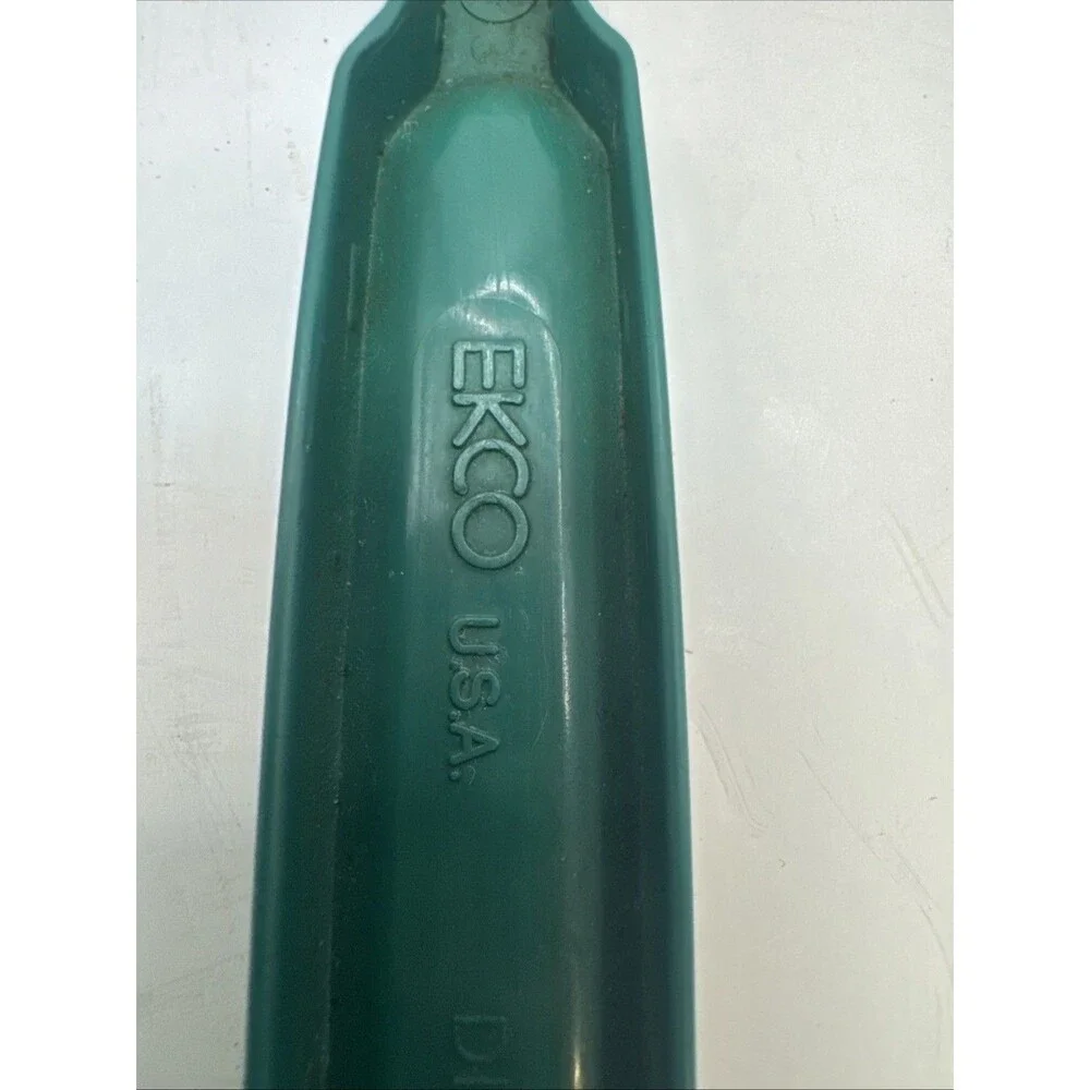 2 Vintage EKCO Dark Green Plastic Nylon Cooking Serving Slotted Spoon & reg USA